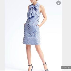 New  Banana Republic bow tie sleeveless light Bleu Dress plus Size 14